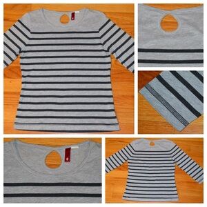 Women’s H&M gray and black striped shirt, size 8